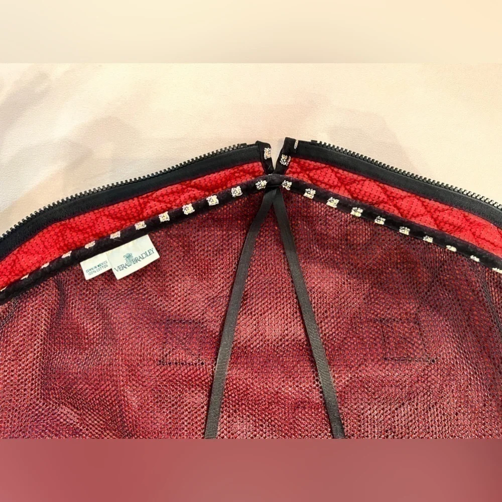 Vintage VERA BRADLEY Classic Black Travel Hanging Garment  Bag Red White Floral